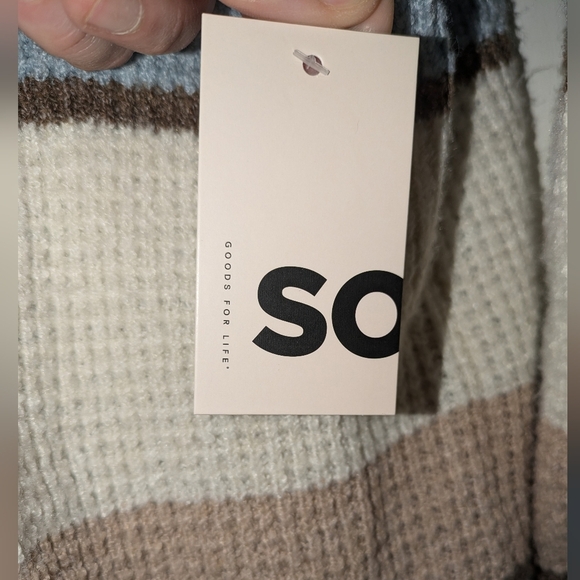 SO Juniors Blue, Tan, and Cream Waffle Cardigan. Size L. NWT - Picture 7 of 8